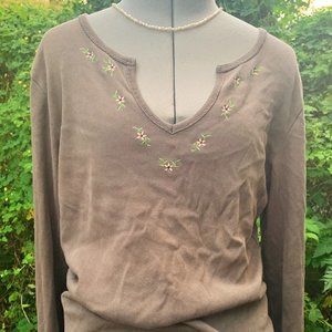 Brown V-neck top
